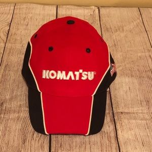 Komatsu Black White Red Hat Cap Adjustable
